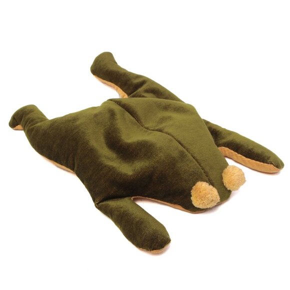 Vintage Handmade Corduroy Bean Bag Frog Stuffed Animal Plush Toy 1980s Green - Picture 9 of 9